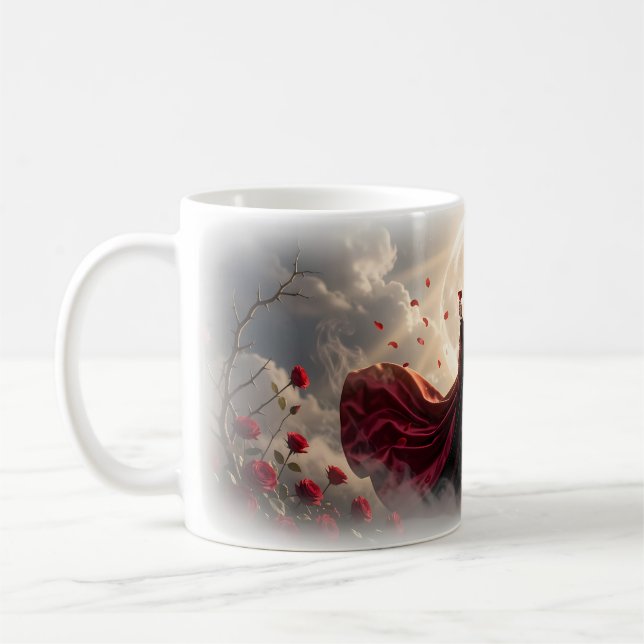 Muggen Månsken Vin och Rosor Gotisk Drottning Kaffemugg (Vänster)