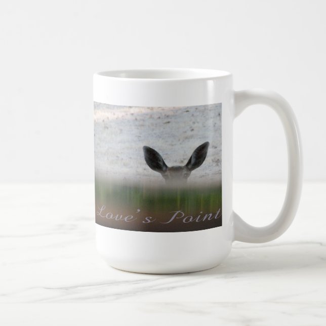 Muggen med deer'sens ögon som kärlek pekar, förser kaffemugg (Höger)