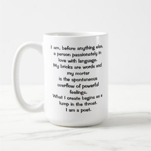 Muggen med poetens credo kaffemugg