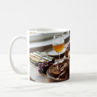 Muggen Mysig ost och öl-parring stilleben Kaffemugg