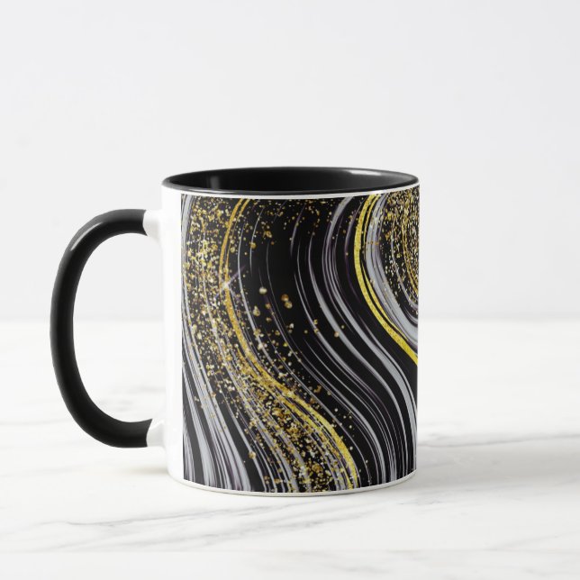 Muggomslag: Svart Marmor & Glitterdesign Mugg (Vänster)