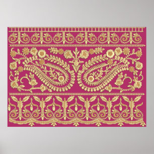 Mughal Art work. indian Traditional antique guld b Poster