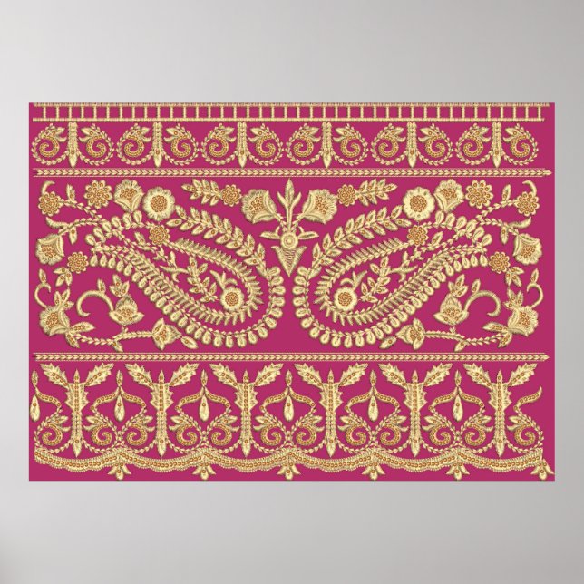 Mughal Art work. indian Traditional antique guld b Poster (Framsidan)