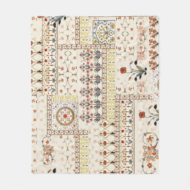 Mughal Blommigt Paisley: Ethnic Digital Elegance. Fleecefilt (Framsidan)