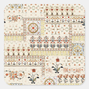 Mughal Blommigt Paisley: Ethnic Digital Elegance. Fyrkantigt Klistermärke