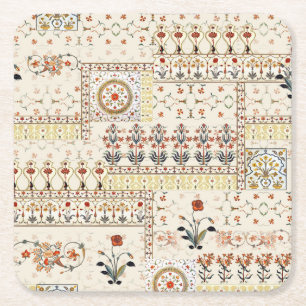 Mughal Blommigt Paisley: Ethnic Digital Elegance. Underlägg Papper Kvadrat