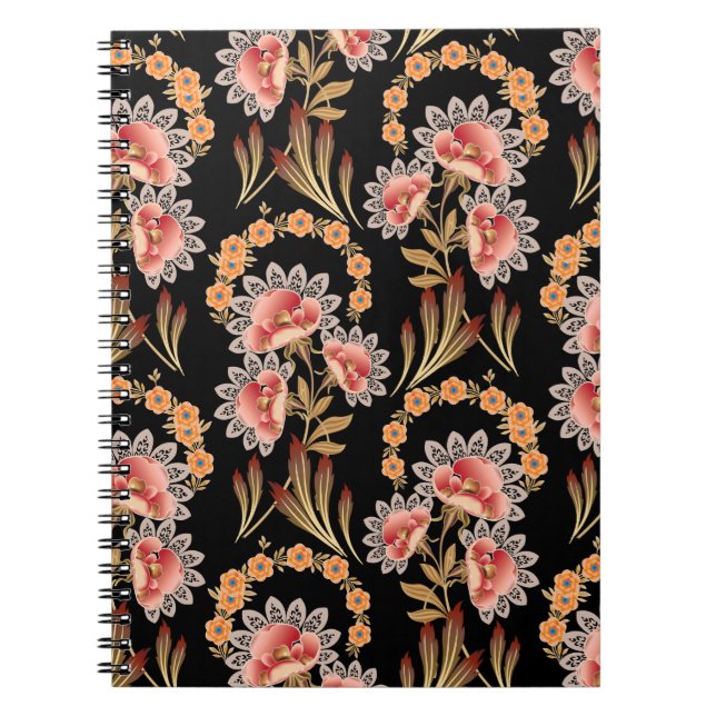 mughal blomster motiv mönster anteckningsbok (Framsidan)