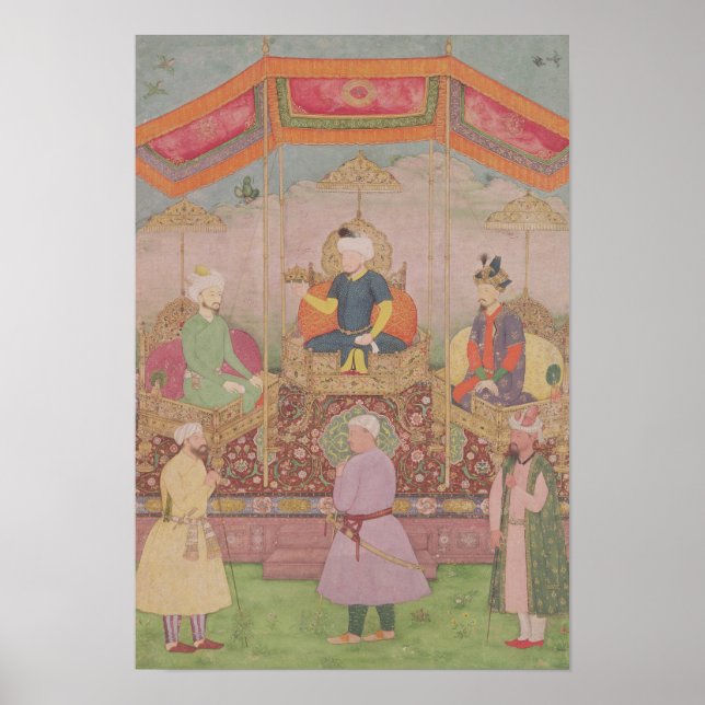 Mughal Emperor Babur och hans son, Humayan Poster (Framsidan)