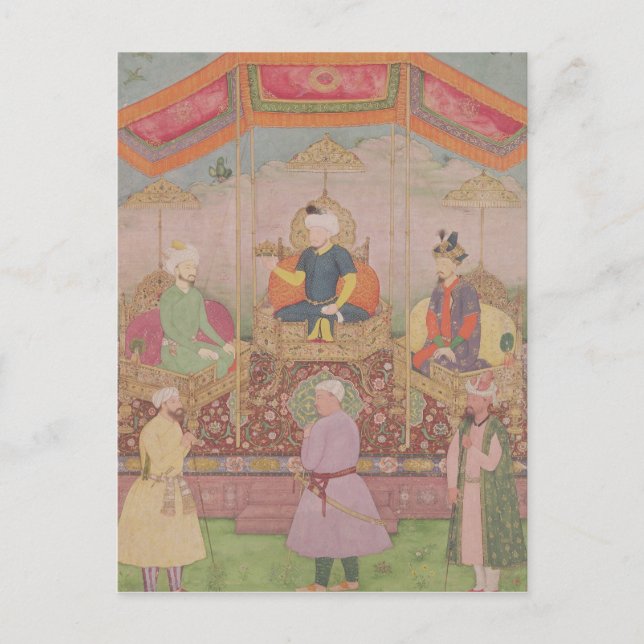 Mughal Emperor Babur och hans son, Humayan Vykort (Framsida)