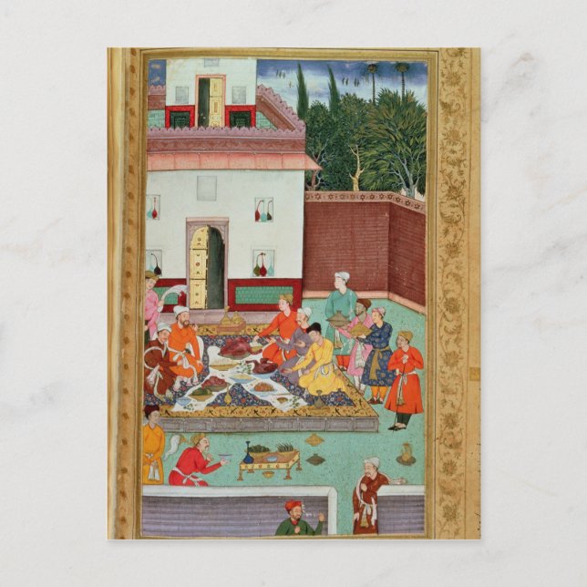 Mughal Emperor Feasting in a Courtyard Vykort (Framsida)