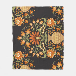 Mughal Fantasy: Retro Blommigt Opulence Fleecefilt