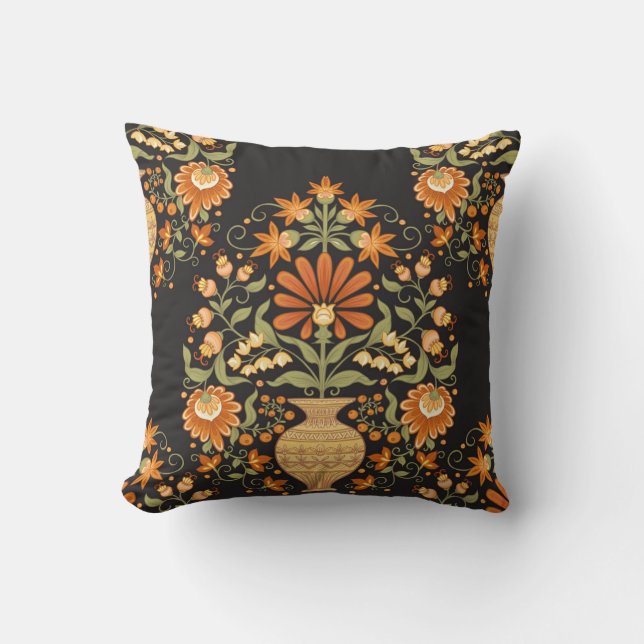 Mughal Fantasy: Retro Blommigt Opulence Kudde (Framsida)