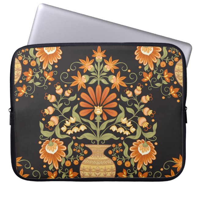 Mughal Fantasy: Retro Blommigt Opulence Laptop Fodral (Framsidan)