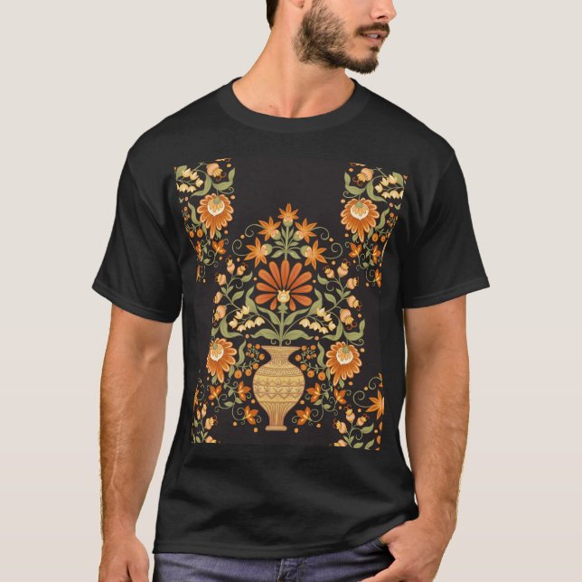 Mughal Fantasy: Retro Blommigt Opulence T Shirt (Framsida)