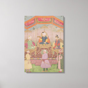 Mughal kejsare Babur och hans son, Humayan Canvastryck