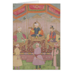 Mughal kejsare Babur och hans son, Humayan Hälsningskort