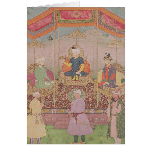 Mughal kejsare Babur och hans son, Humayan Hälsningskort (Framsidan)