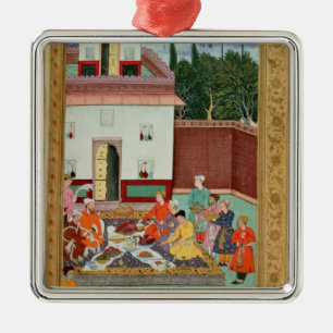 Mughal kejsare som festar i en borggård julgransprydnad metall