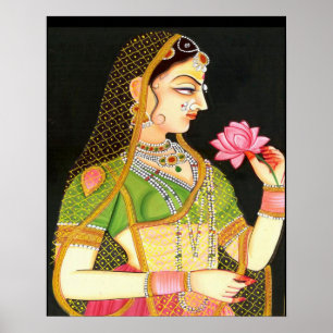 mughal konst, indisk flicka poster