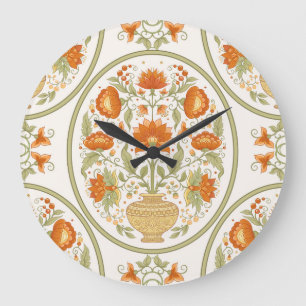 Mughal Motif Fantasy Flowers Mönster Stor Klocka