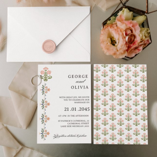 Mughal Natural Motif Indian Wedding Inbjudningar (Skapare uppladdad)