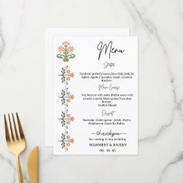 Mughal Natural Motif Indian Wedding Menu  Meny