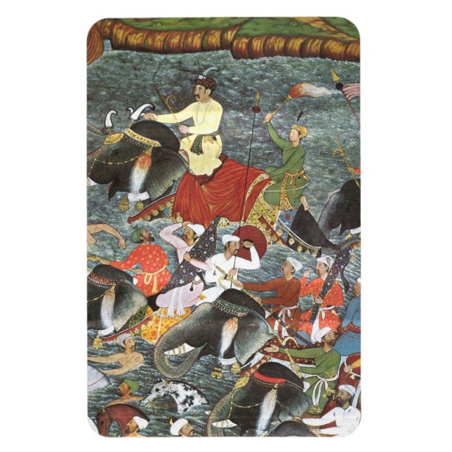 Mughal School's Emperor Akbar River Ganges Magnet (Vertikal)