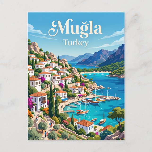 Muğla Turkiet Vykort (Framsida)
