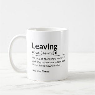 Muglustigt lämnande medarbetare kaffemugg