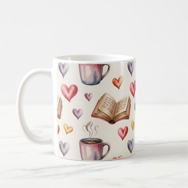 Mugs, Books, and Hearts valentine Kaffemugg (Vänster)