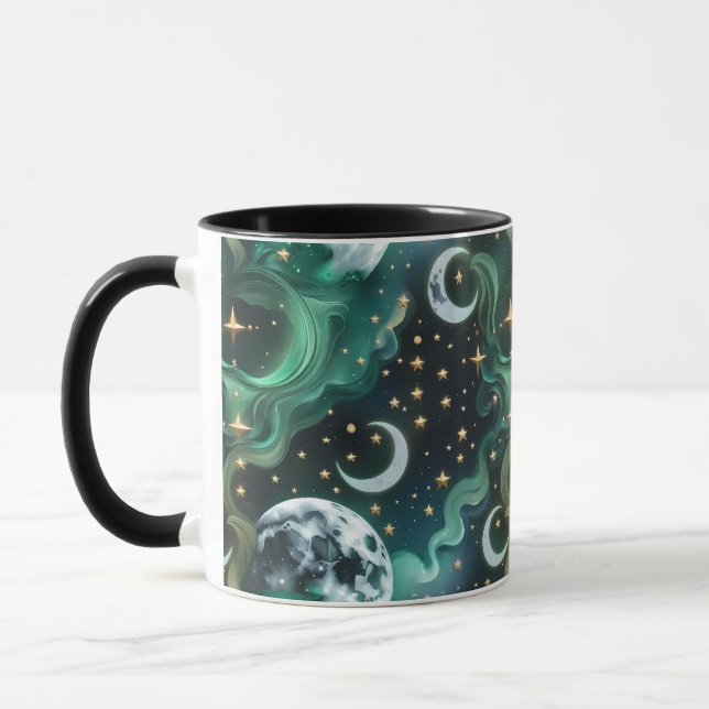 Mugs – Emerald Green Celestial Moon Phase Luxury  Mugg (Vänster)
