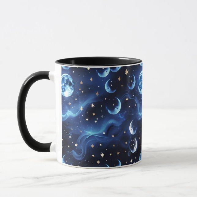 Mugs – Sapphire Blue Celestial Moon Phase Luxury  Mugg (Vänster)