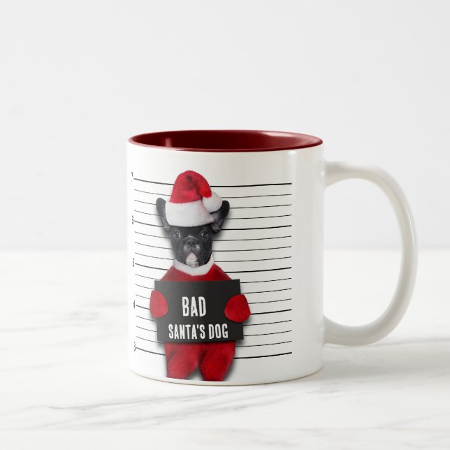 Mugshot Bad Santa's Hund Funny jul Två-Tonad Mugg (Höger)