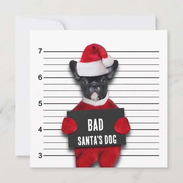 Mugshot Bad Santa's Rolig hund jul Inbjudningar (Framsida)