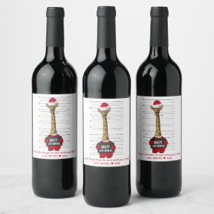 Mugshot Guilty Funny Giraffe jul Vinflaska Etikett