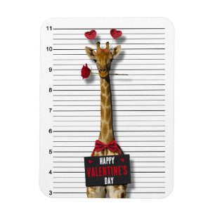 Mugshot Guilty Giraffe Funny Glad Alla hjärtans da Magnet