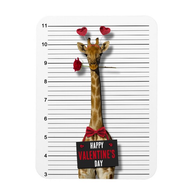 Mugshot Guilty Giraffe Funny Glad Alla hjärtans da Magnet (Vertikal)