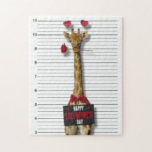 Mugshot Guilty Giraffe Funny Glad Alla hjärtans da Pussel