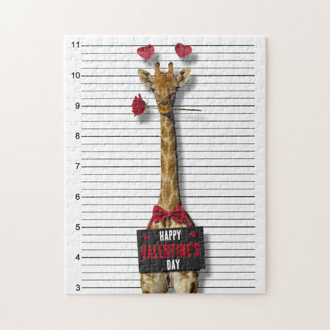 Mugshot Guilty Giraffe Funny Glad Alla hjärtans da Pussel (Vertikal)