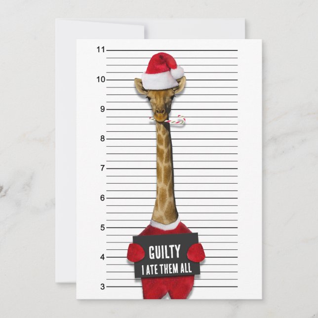 Mugshot Guilty Giraffe Funny jul Julkort (Framsida)