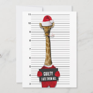 Mugshot Guilty Giraffe Funny jul Julkort