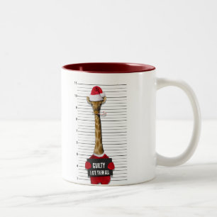 Mugshot Guilty Giraffe Funny jul Två-Tonad Mugg