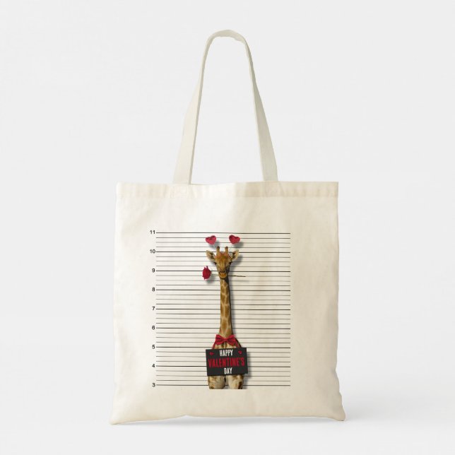 Mugshot Guilty Giraffe Glad Valentindagen Tygkasse (Baksida)