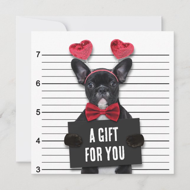Mugshot Guilty Kärlek Hund Valentine Day Gift Card (Framsida)