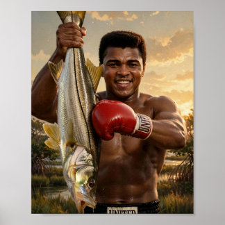 Muhammad Ali Slår en Snook — Boxningskonst Poster