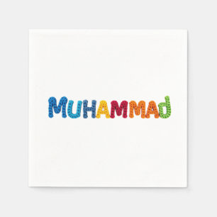 MUHAMMAD Namn i Vibrant Crochet Mönster Pappersservett