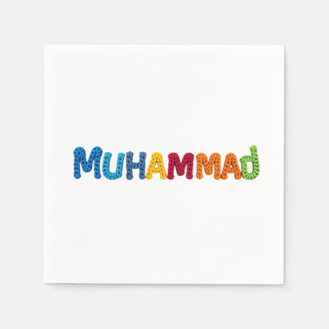 MUHAMMAD Namn i Vibrant Crochet Mönster Pappersservett (Framsidan)