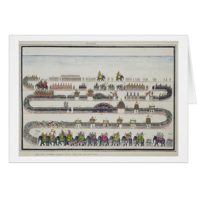 Muharram ceremoni, Faizabad, 1772 från 'Gentilen Hälsningskort (Framsidan Horizontal)