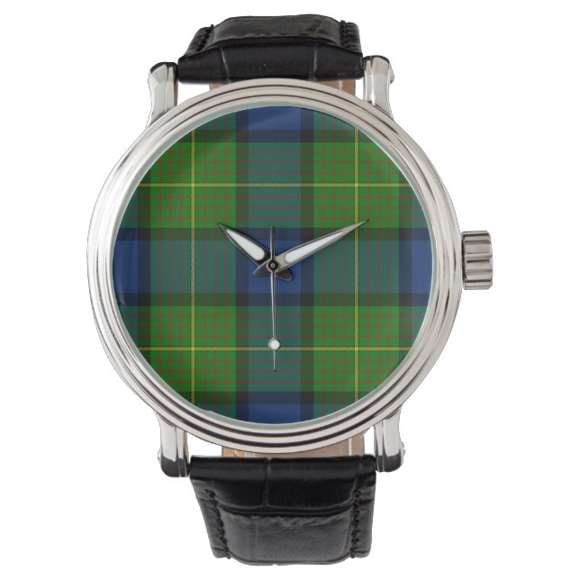 Muir Moore tartan grönt blue plaid Armbandsur (Framsida)