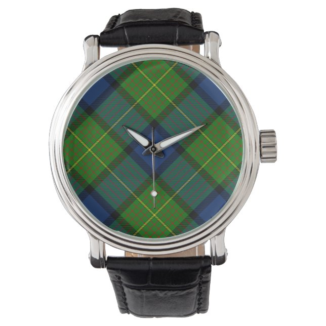 Muir Moore tartan grönt blue plaid Armbandsur (Framsida)